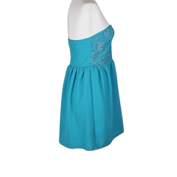 Vintage 80's Embroidered Dress Teal Blue Green Turquoise Boho Western - Picture 5 of 8